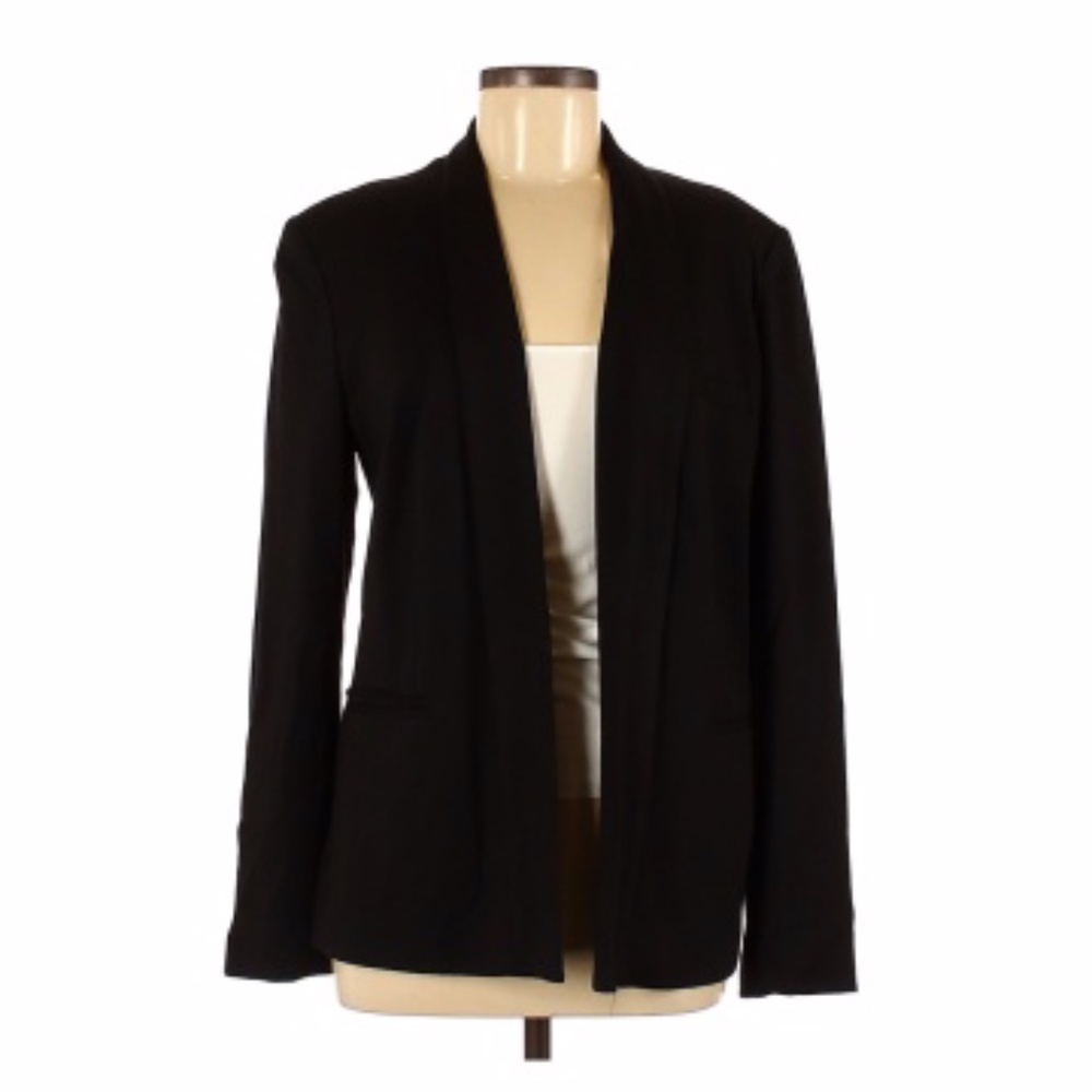 Grace Elements Black Suit Blazer Open Front, Pockets, Full Sleeve Size 14